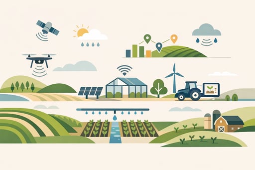 Clean minimal abstract visualization of agricultural systems and technology